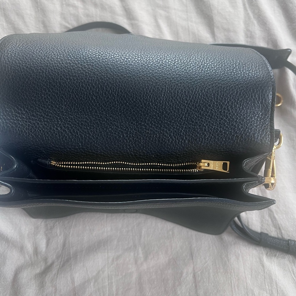 Prada Black Leather Crossbody Bag with Striped Strap. - Picture 4 of 4